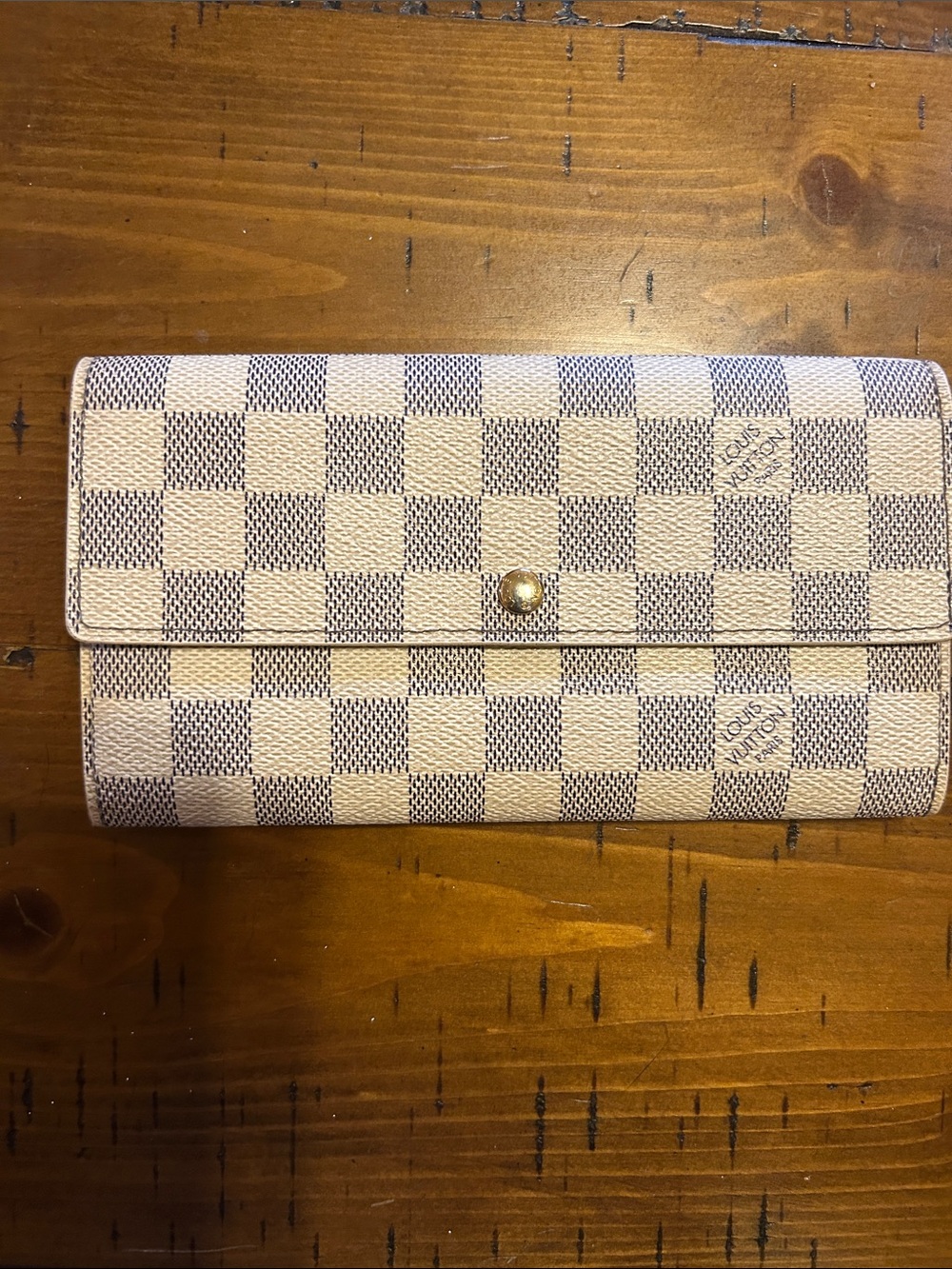 Louis Vuitton Damier Azur Beige Checkered Women’s Wallet